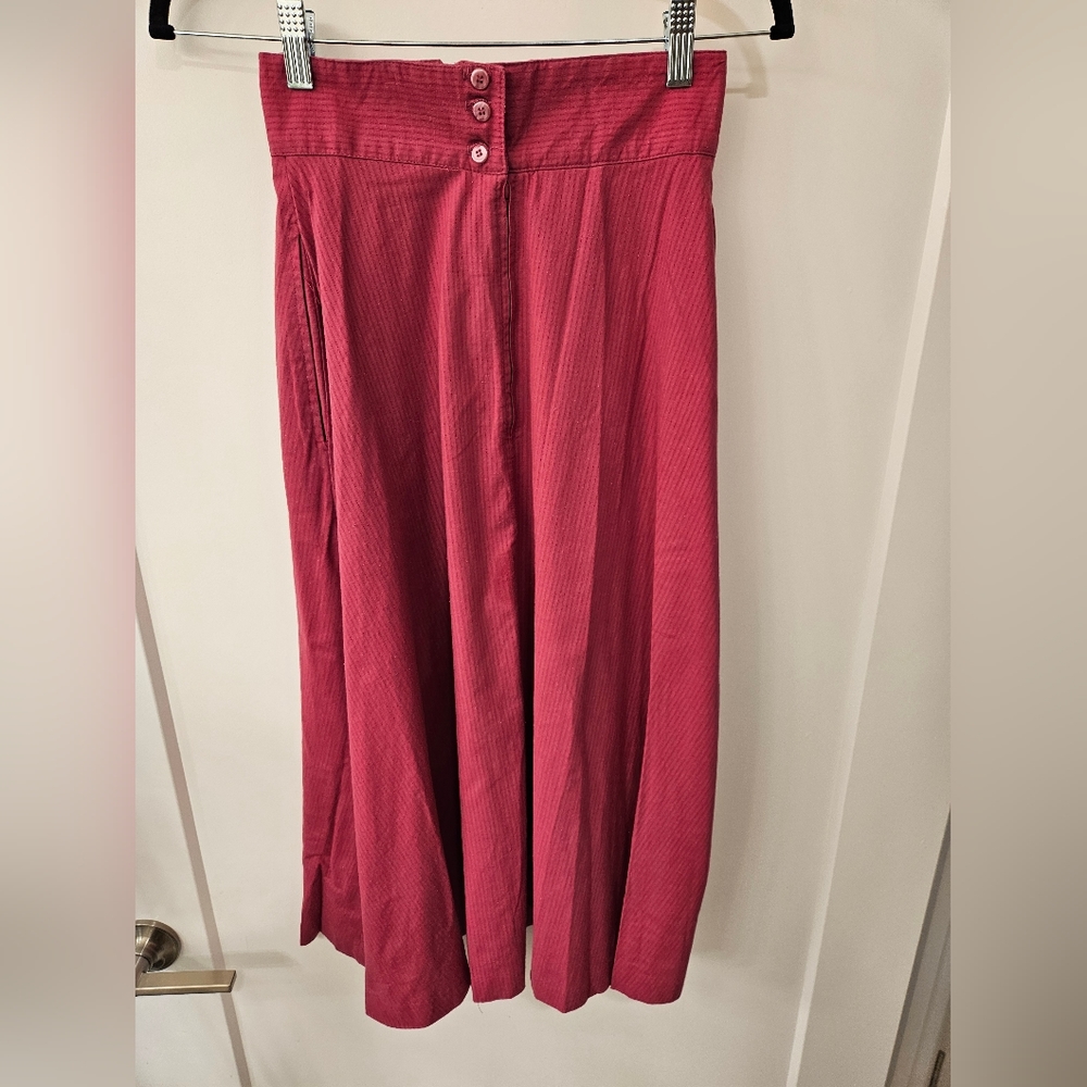 Vintage - "Prides Crossing" Cottony Summer Full Skirt - Light Cranberry